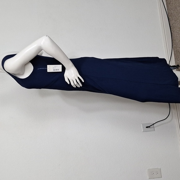 Tahari NEW Minimalist Navy Blue Babydoll V-Neck Lagenlook Cocktail Maxi Dress S - Picture 8 of 13
